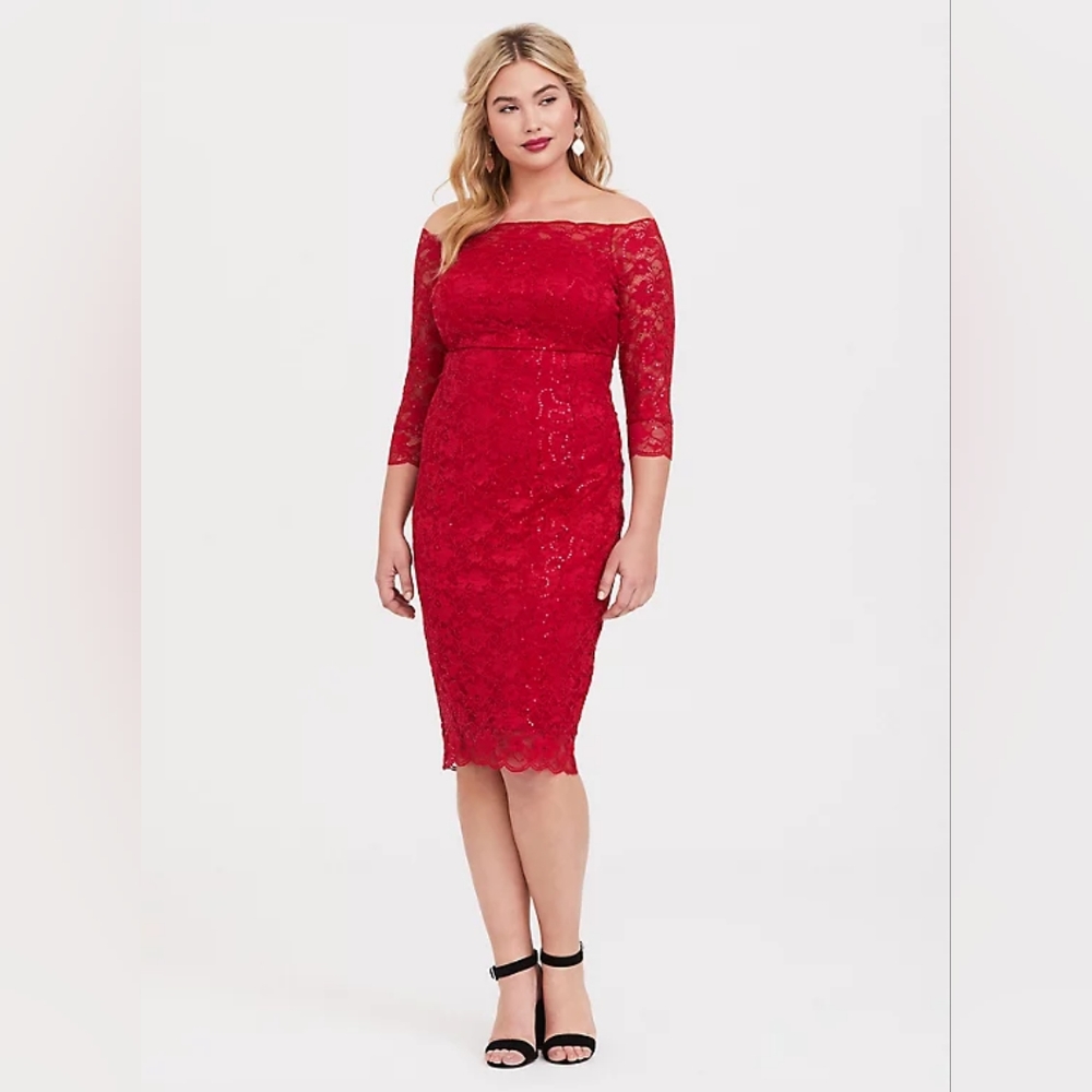 Torrid Red Lace Bodycon Dress Size 28 28W